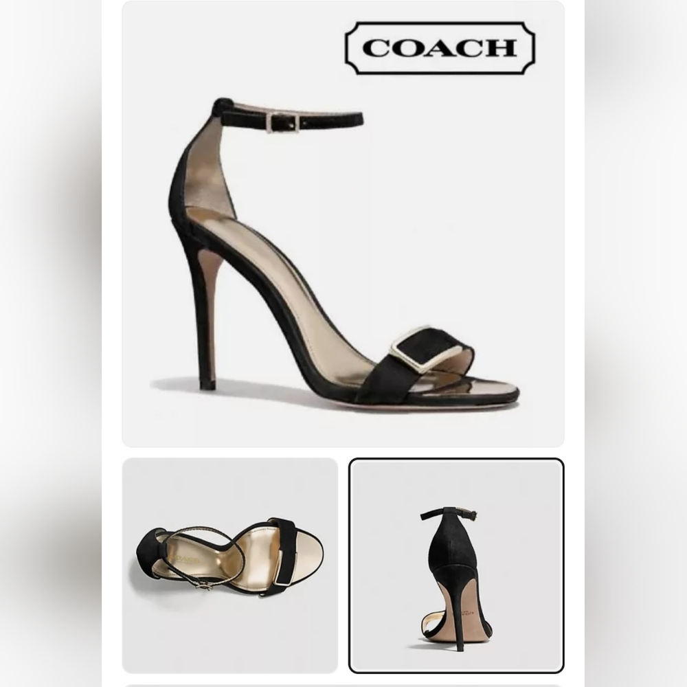 Coach Hampton Black Leather Heels